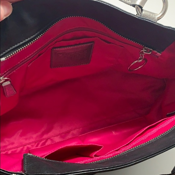 Coach Poppy Black & Silver Leather Tote - Rare! - Picture 5 of 8